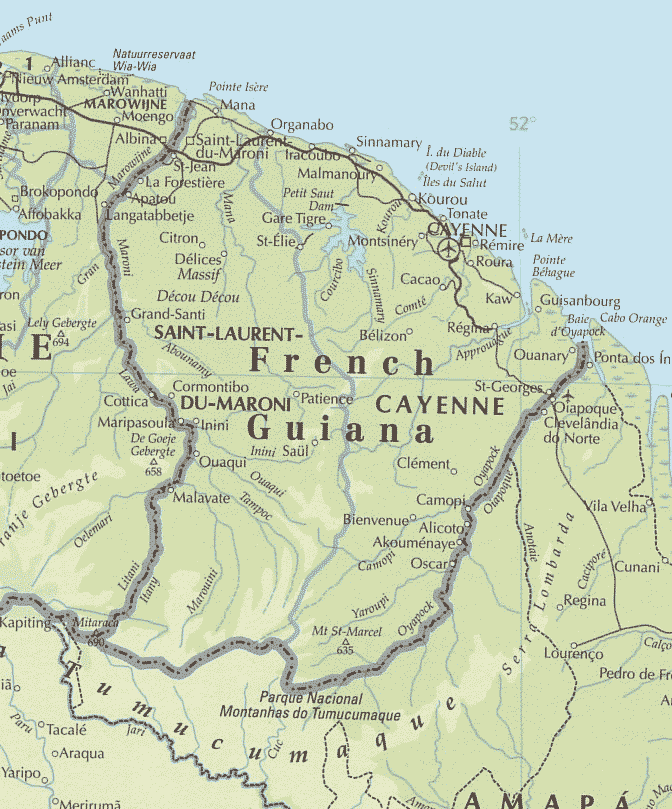 French Guiana physical map